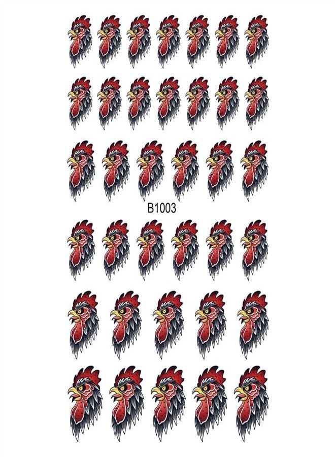 ملصقات تزيين الأظافر من سانرليان بتصميم ديك ودجاجة، ملصقات كرتونية ذاتية اللصق، مجموعة من 5 قطع للنساء والفتيات (B1003)